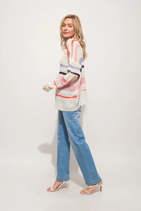 Lightweight Striped Coastal Sweater – Casual Loose Fit | SCB Boutique.