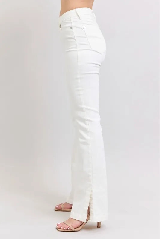 Judy Blue Full Size High Waist Side Slit Slim Bootcut Jeans Plus Size.
