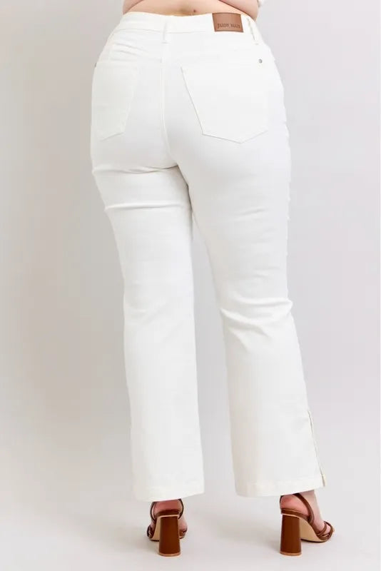 Judy Blue Full Size High Waist Side Slit Slim Bootcut Jeans Plus Size.