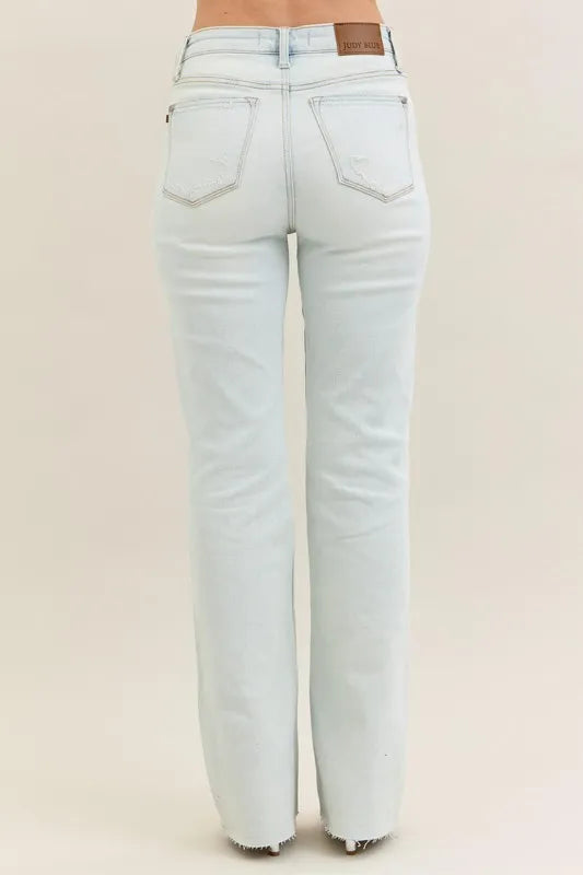 Judy Blue Full Size Destroy & Fray Hem Bootcut Jeans Plus Size - -