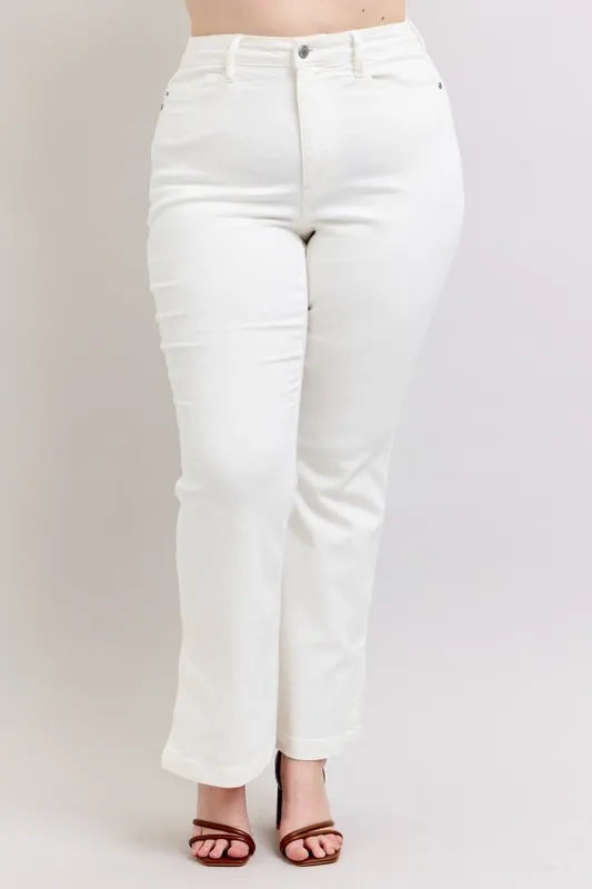 Judy Blue Full Size High Waist Side Slit Slim Bootcut Jeans Plus Size.