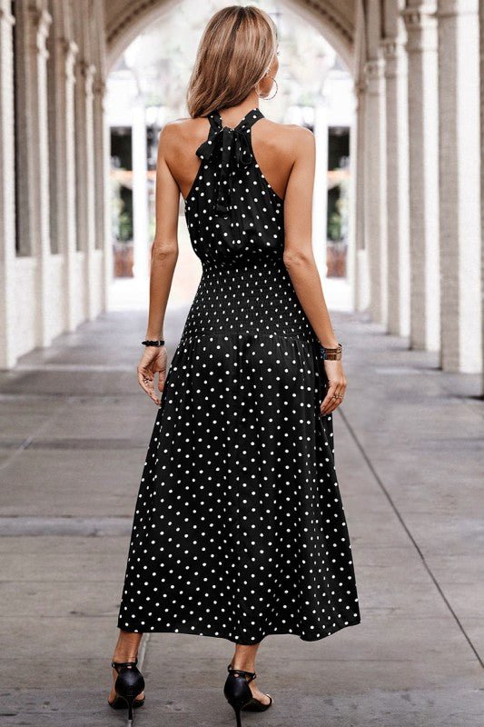 Polka Dot Halter Maxi Dress - Vintage Inspired – | Shannon’s Chique Boutique