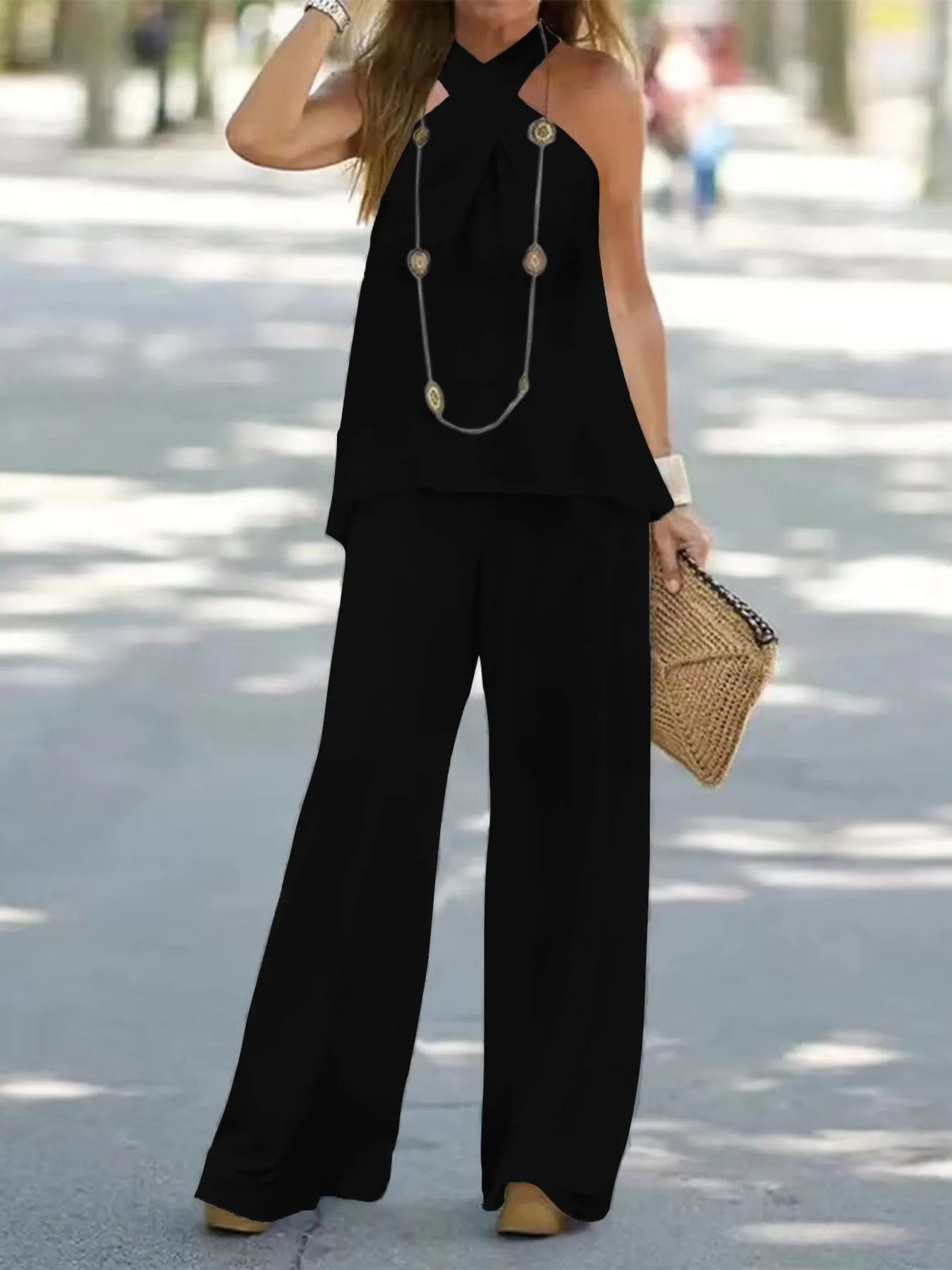 Halter Top and Wide Leg Pants Matching Set – | Shannon’s Chique Boutique
