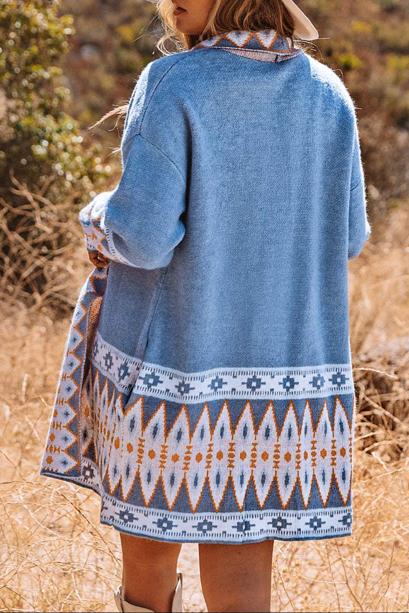 Aztec Geometric Open Front Cardigan