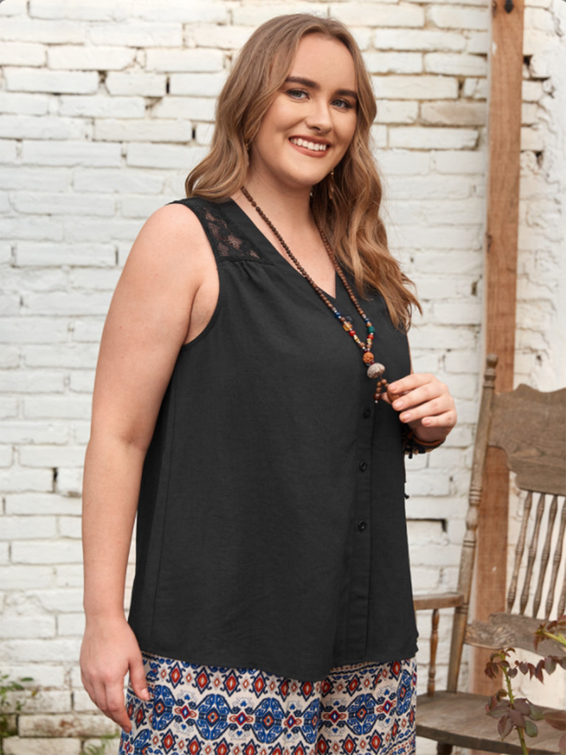 Plus Size V-Neck Tank - -