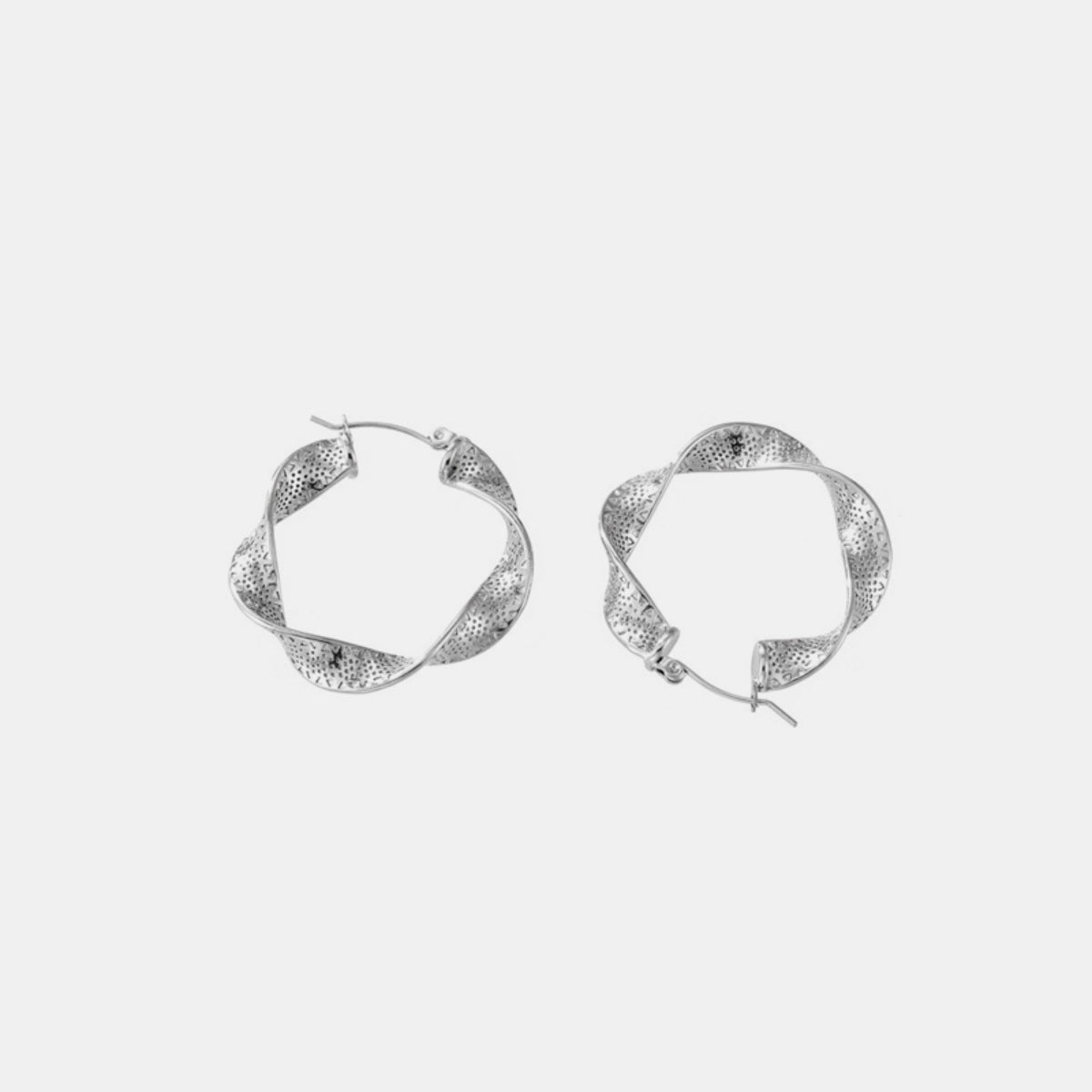 Sleek Twisted Metal Earrings - Silver One Size -