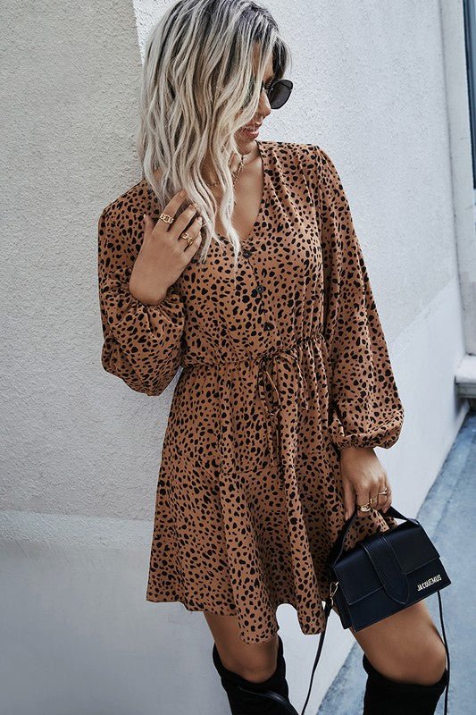 Leopard Belted Midi Dress - Ruffle Hem Wrap Dress – | Shannon’s Chique Boutique