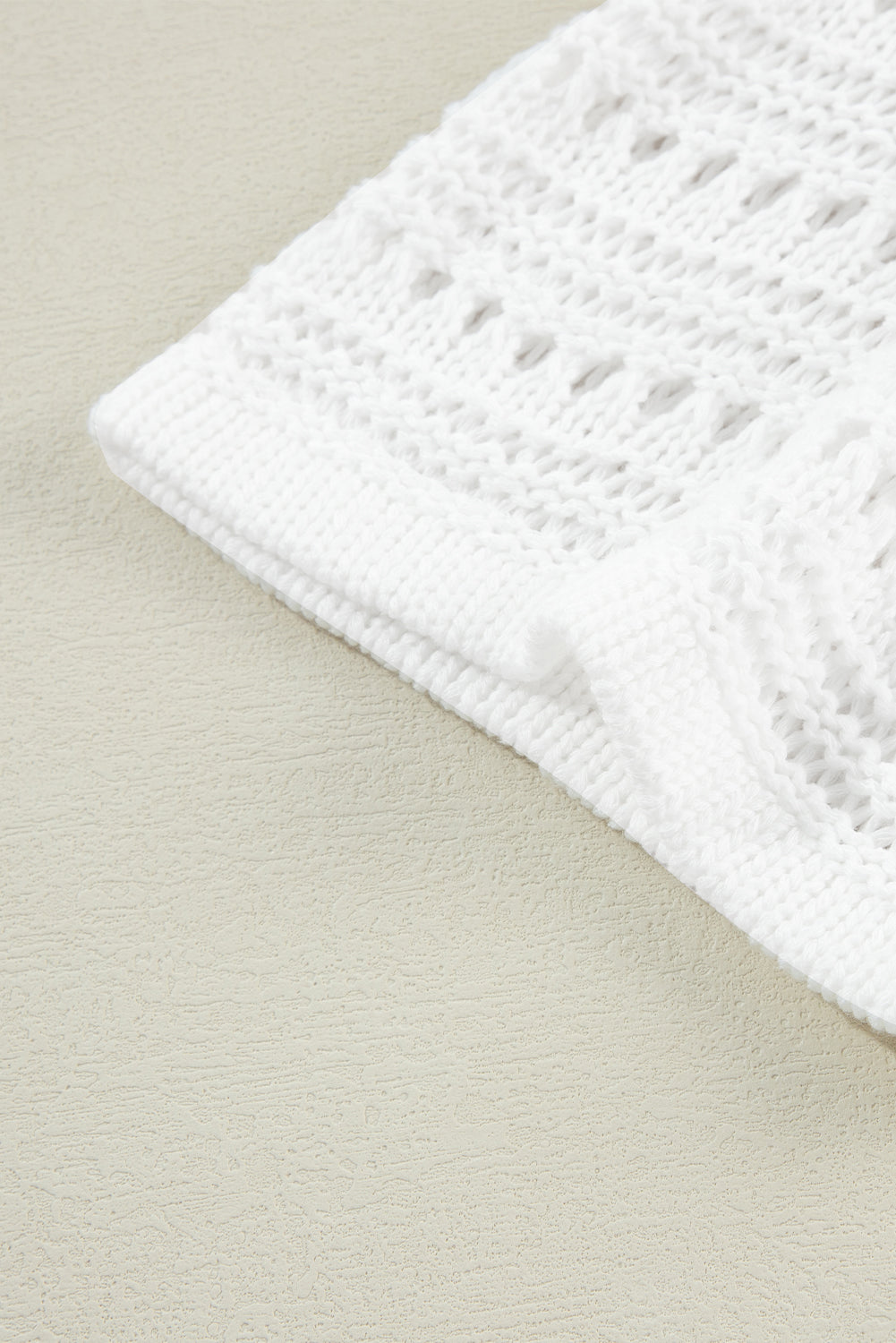 Openwork Open Front Long Sleeve Cardigan - -