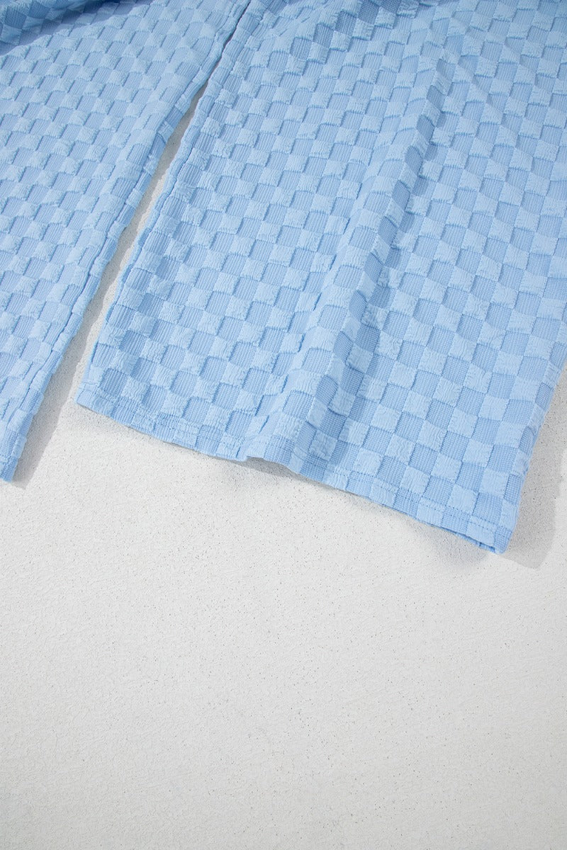 Checkered Pocketed Wide Leg Overalls - -