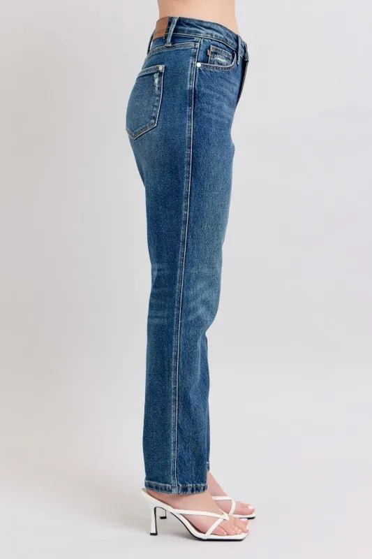 Judy Blue Full Size High Waisted Rigid Magic Non - destroy Straight Leg Jeans Plus Size – | Shannon’s Chique Boutique