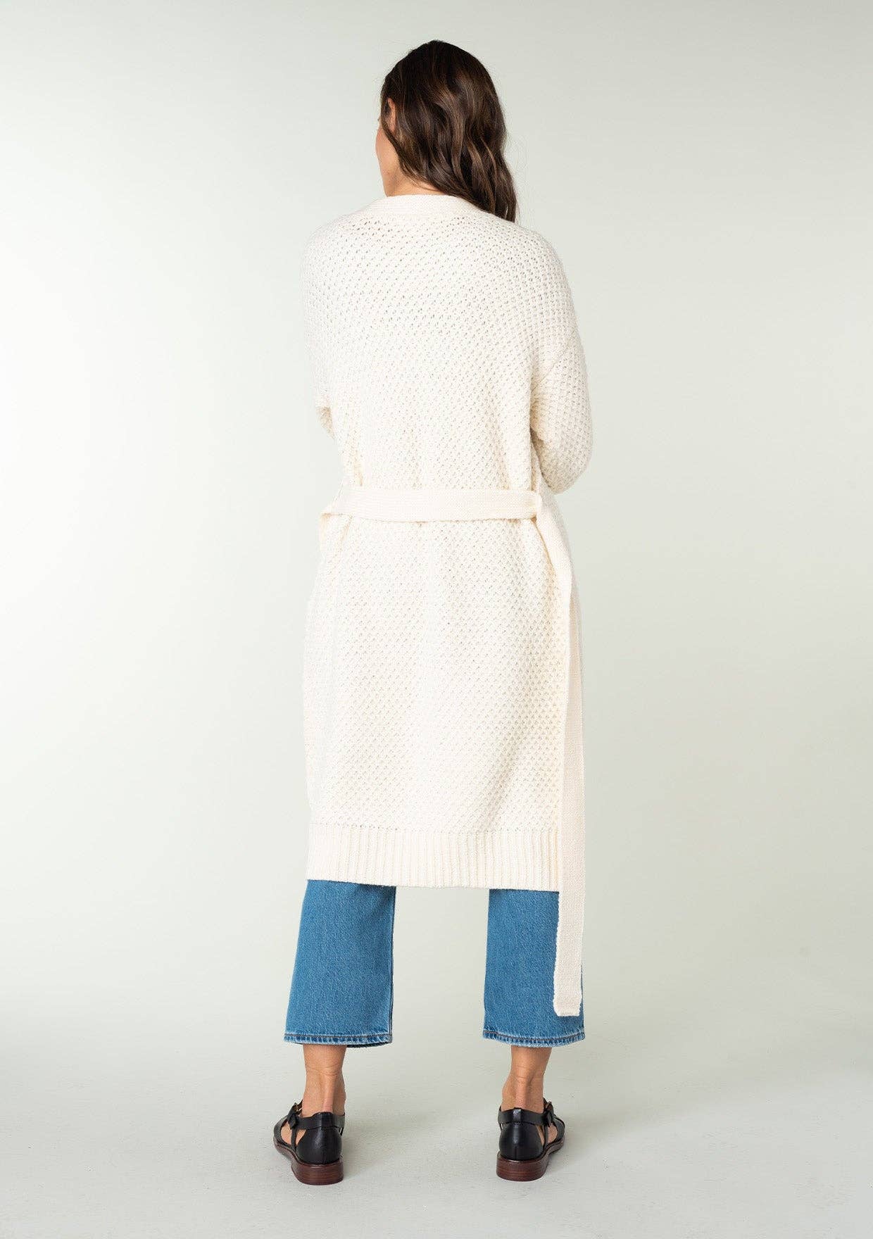 Lovestitch Long Sleeve Honeycomb Tie Front Cardigan