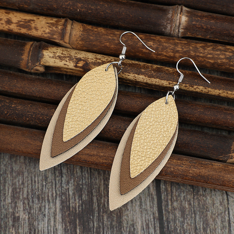 Boho Leaf Drop Earrings - -