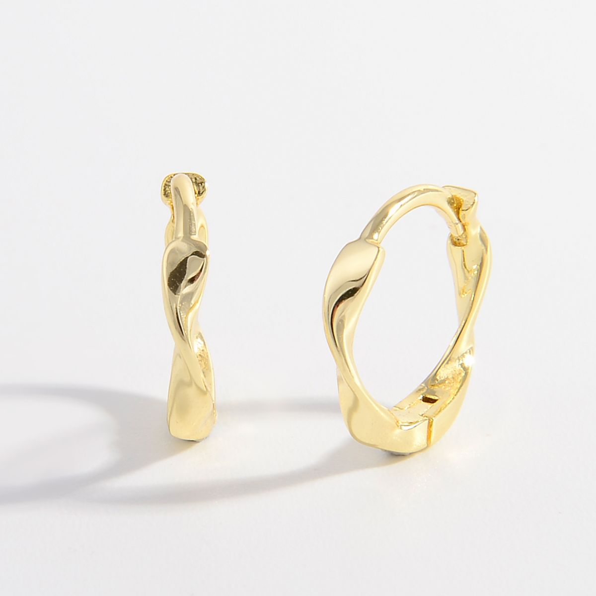 925 Sterling Silver Hoop Earrings - Gold One Size -