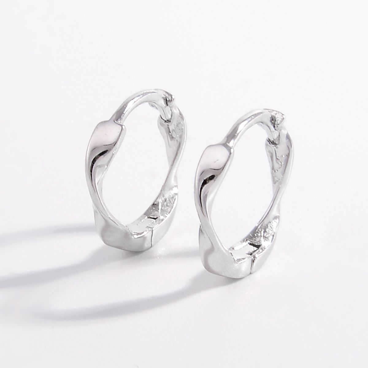 925 Sterling Silver Hoop Earrings - -