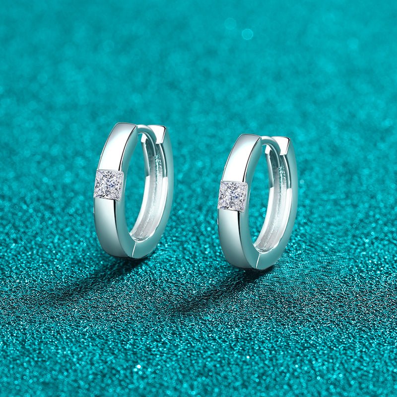 925 Sterling Silver Moissanite Huggie Earrings - Silver One Size -