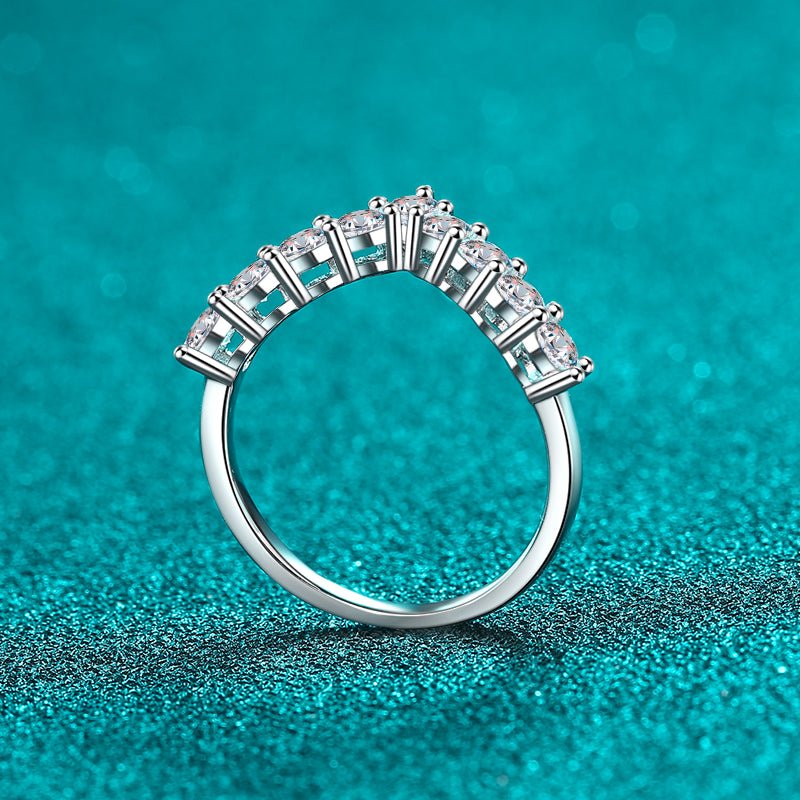 925 Sterling Silver Moissanite V Shape Ring - -