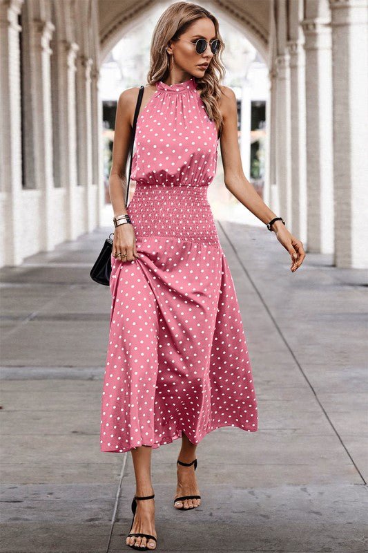 Polka Dot Halter Maxi Dress - Vintage Inspired – | Shannon’s Chique Boutique