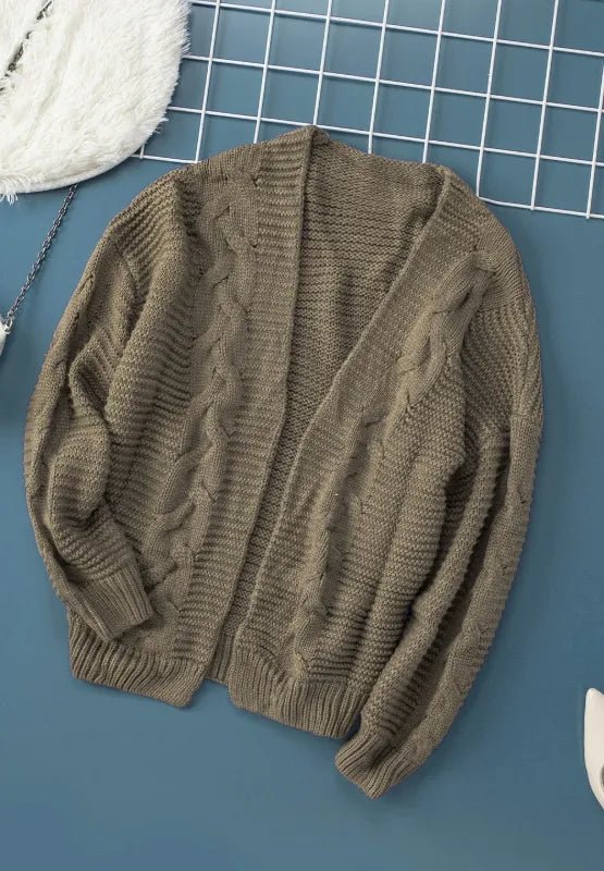 Cable - Knit Open Front Cardigan - Cozy Knitwear – | Shannon’s Chique Boutique