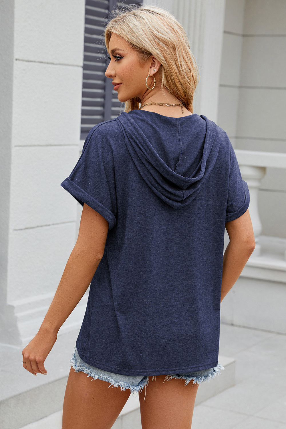 Florira Hooded Short Sleeve T-Shirt - -