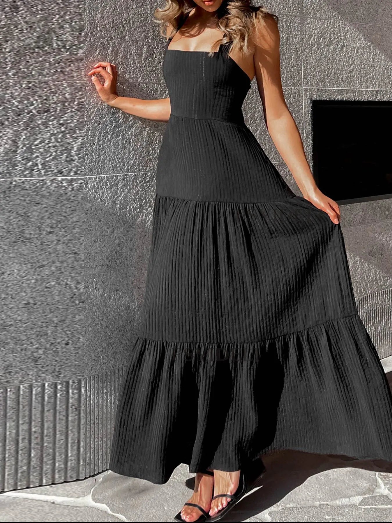 Square Neck Tiered Maxi Dress – Pretty Ruched Summer Dress | Luxe Vibes by SCB Boutique - -