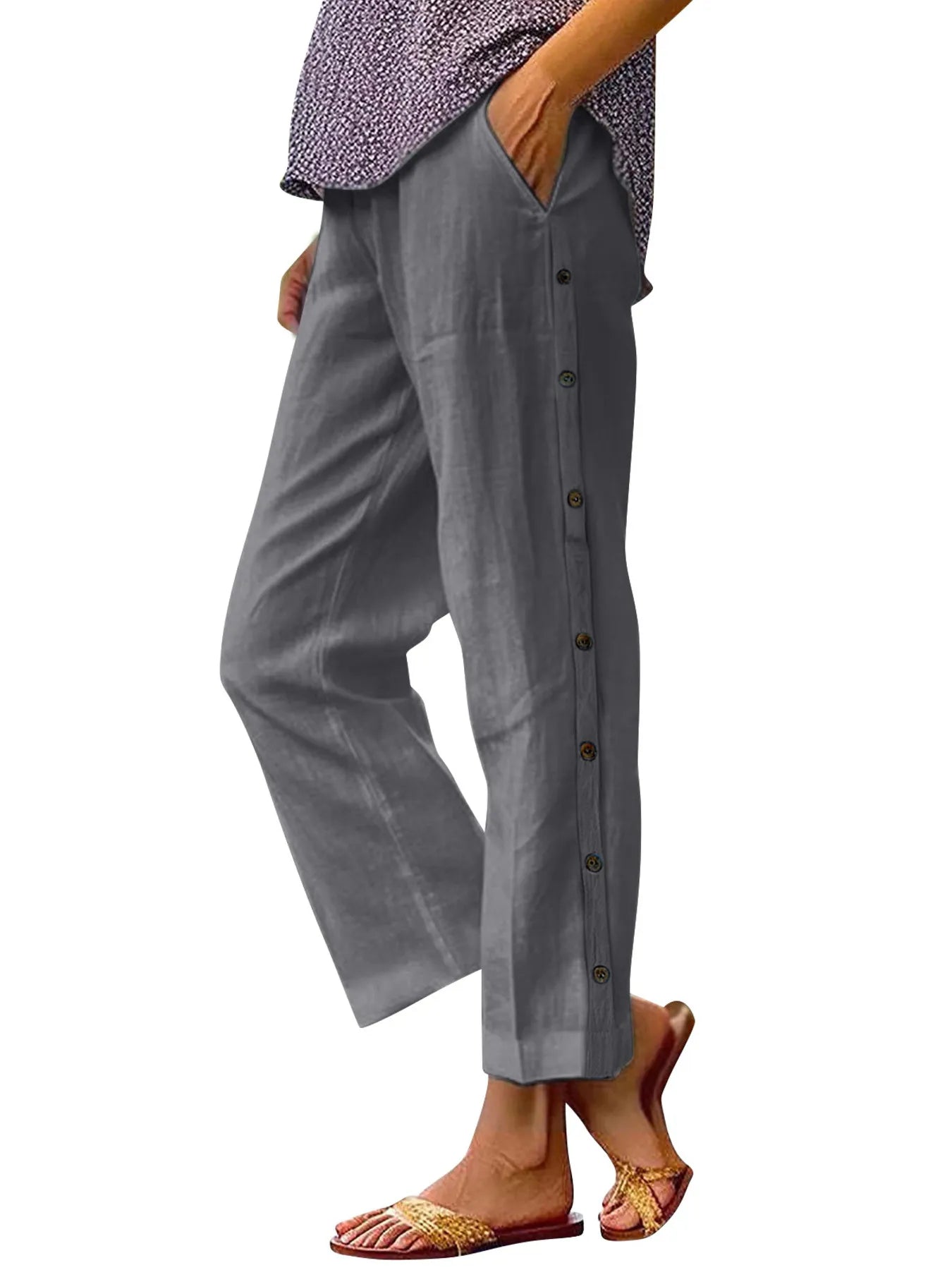Coastal Stroll – Button Linen Pants – | Shannon’s Chique Boutique