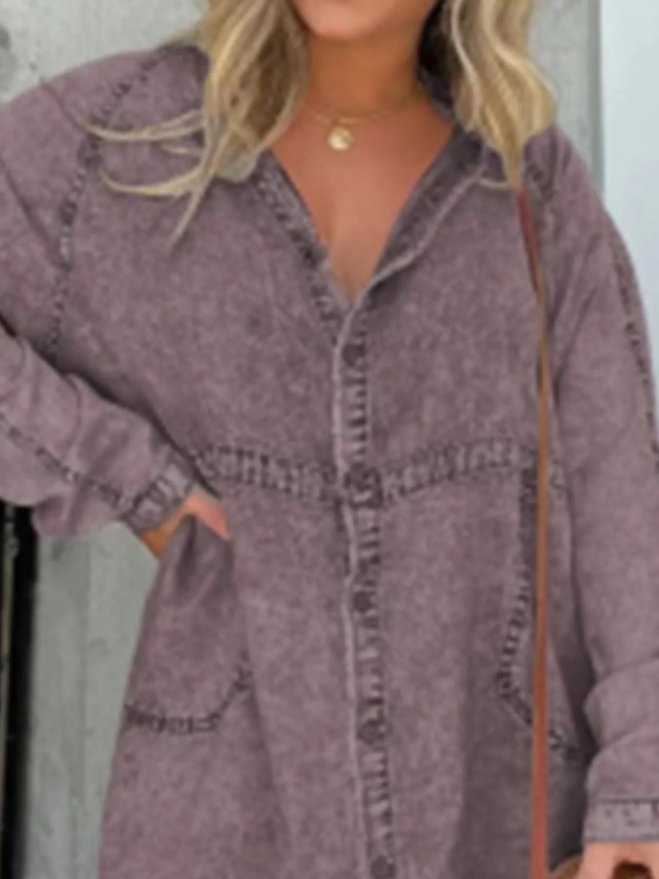 Full Size Button - Front Long Sleeve Denim Shirt Dress Plus Size – | Shannon’s Chique Boutique
