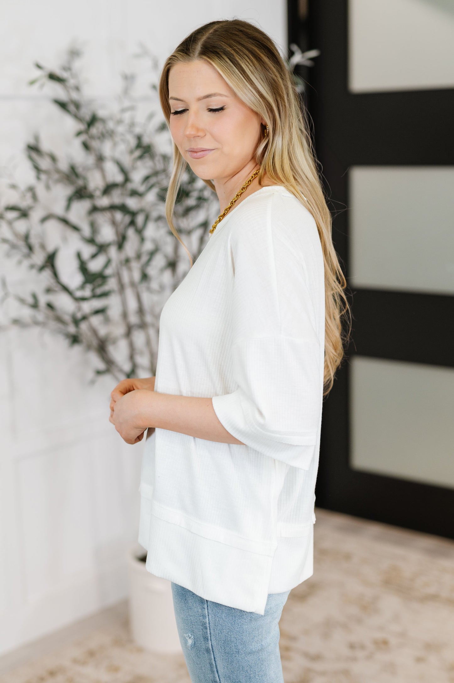 Stay On Top Relaxed Tee in Off White - - Womens