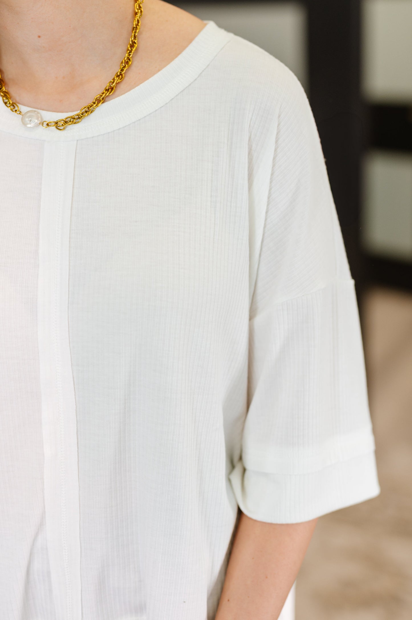 Stay On Top Relaxed Tee in Off White - - Womens