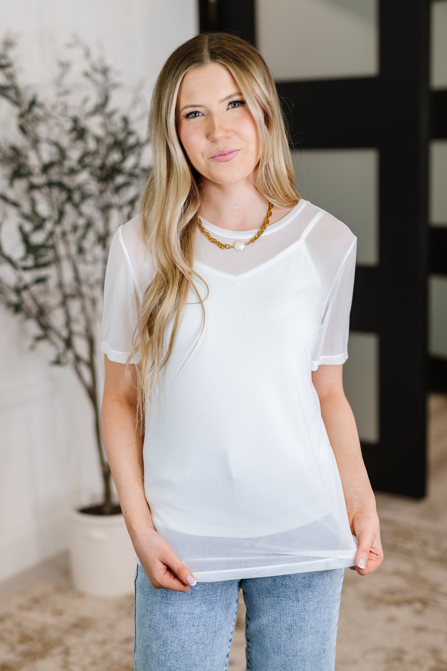 Which Choice Layered Mesh Top - - Womens