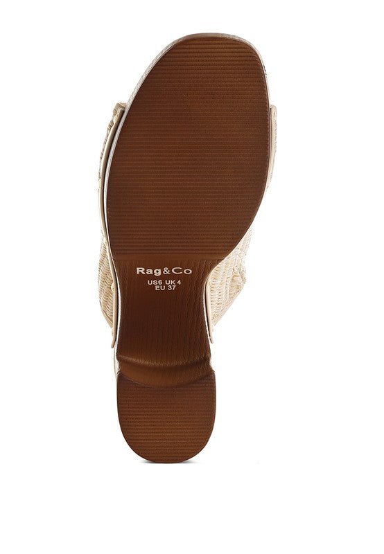 Marengo Raffia Wooden Clogs - -