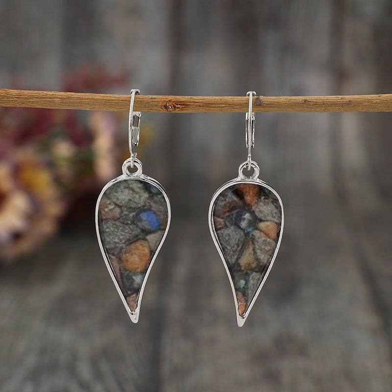 Natural Stone Dangle Earrings - -