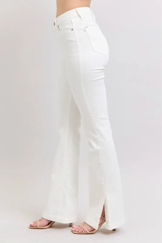 Judy Blue Full Size High Waist Side Slit Slim Bootcut Jeans Plus Size.