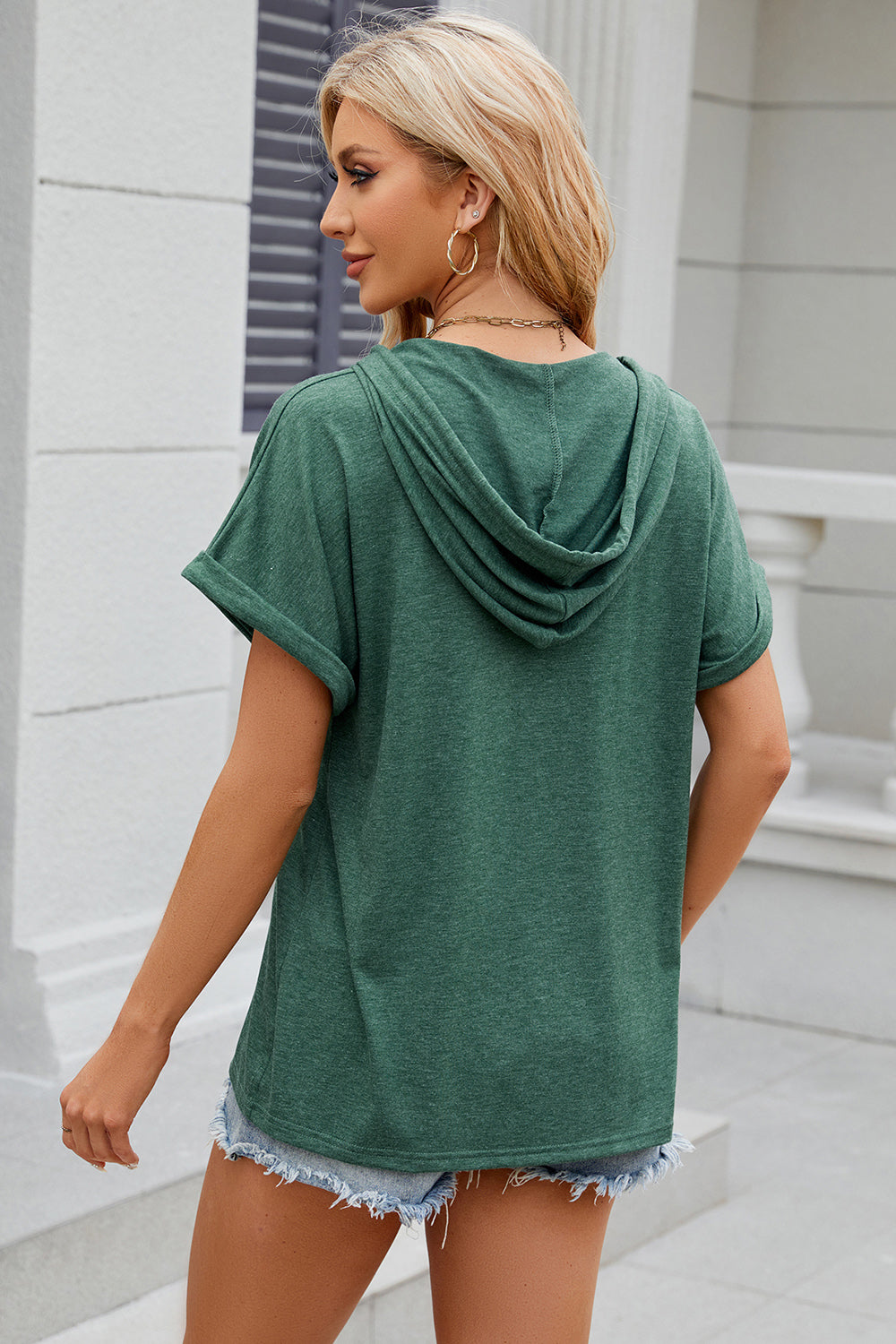 Florira Hooded Short Sleeve T-Shirt - -