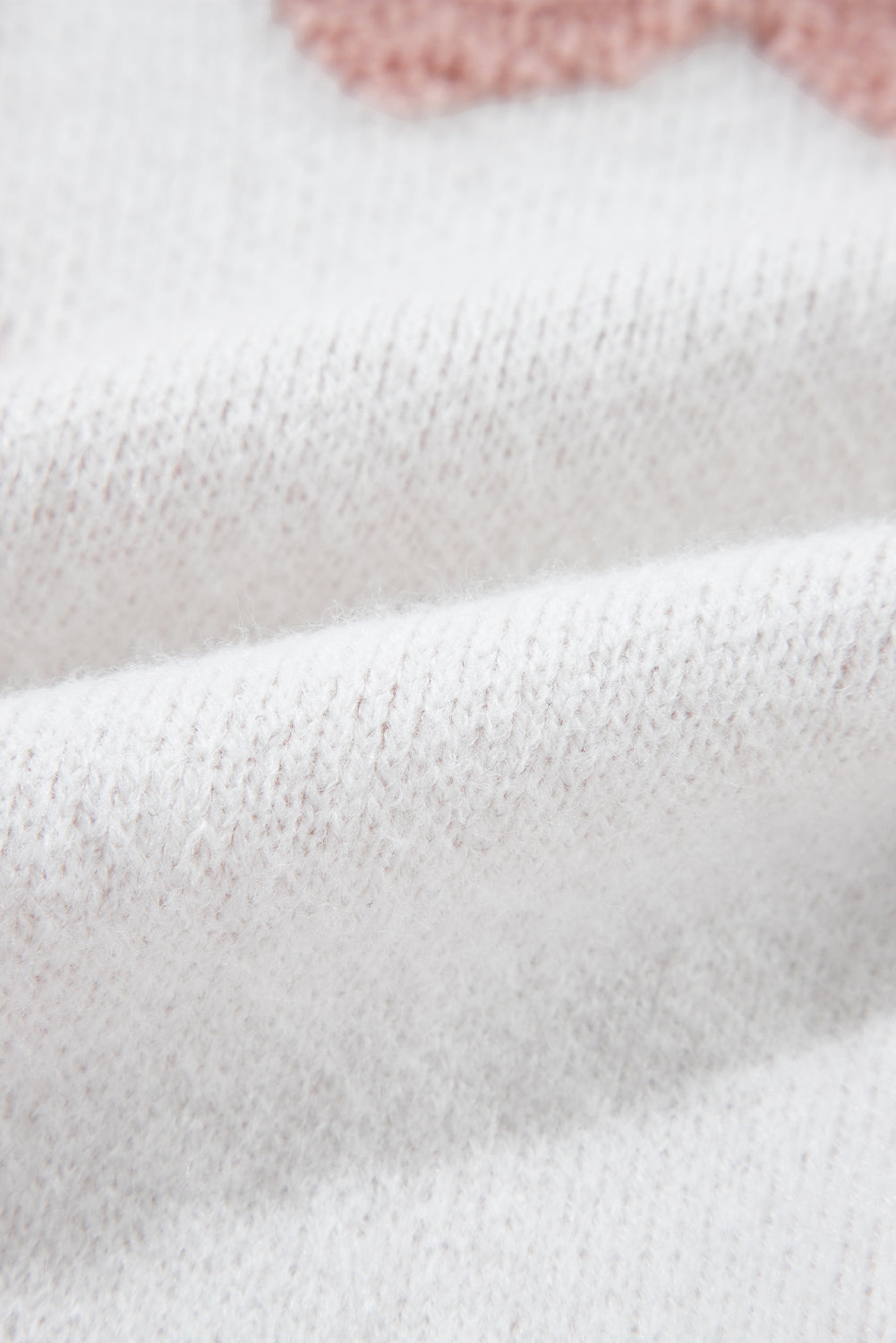 Flower Round Neck Long Sleeve Knit Top - -