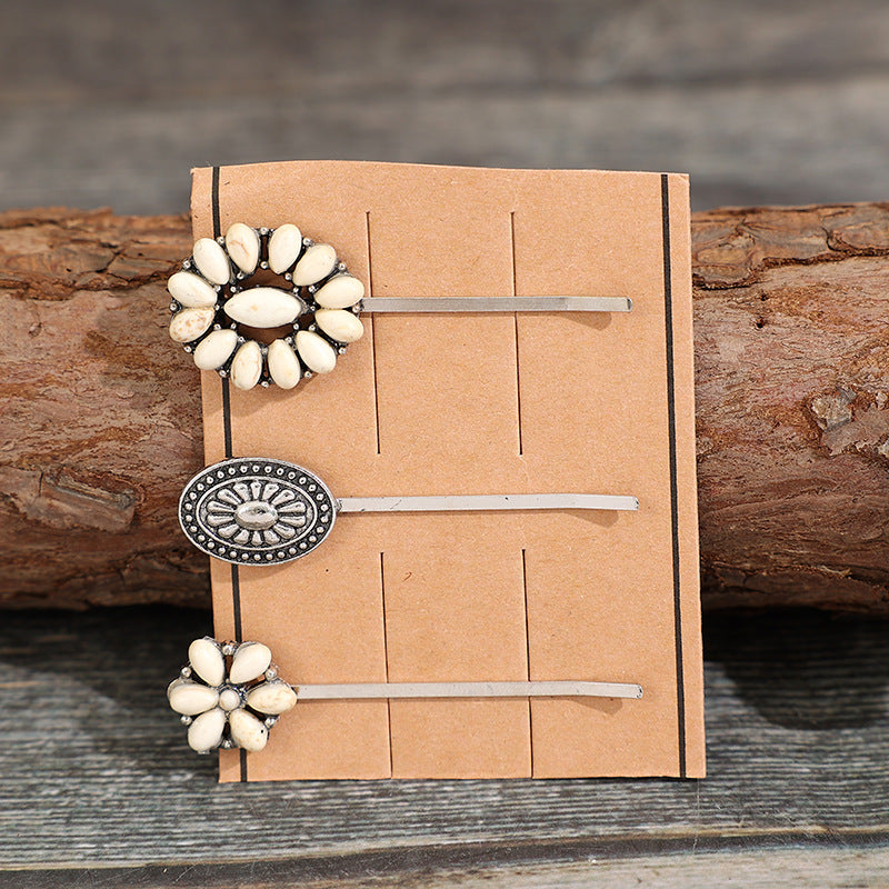 3 PCS/Set Artificial Turquoise Hair Pins - Style D One Size -