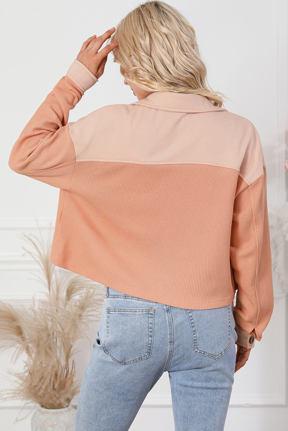 Button Down Dropped Shoulder Jacket - -