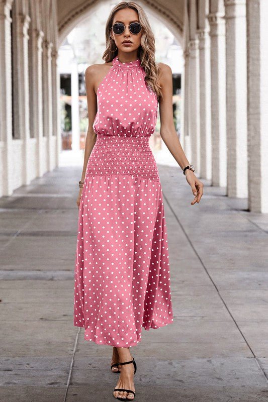 Polka Dot Halter Maxi Dress - Vintage Inspired – | Shannon’s Chique Boutique