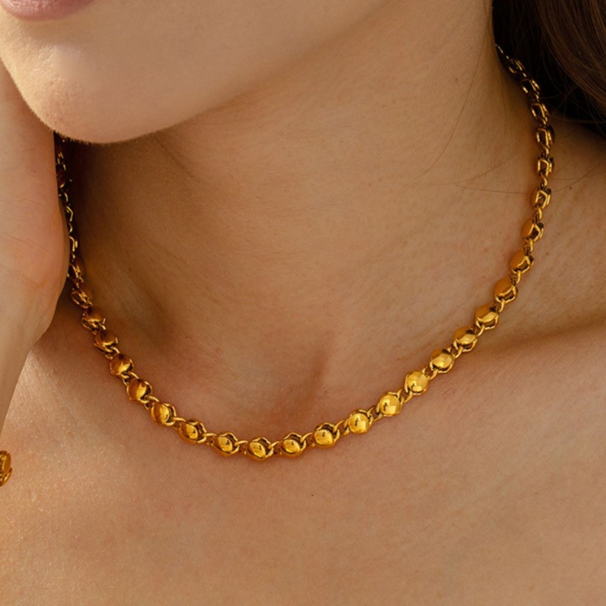 18K Gold-Plated Copper Necklace - -