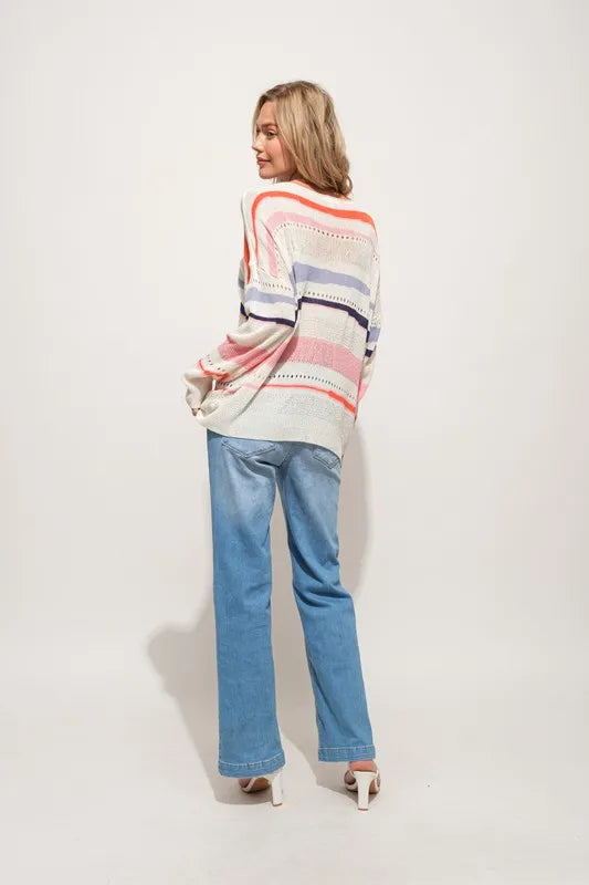 Lightweight Striped Coastal Sweater – Casual Loose Fit | SCB Boutique.
