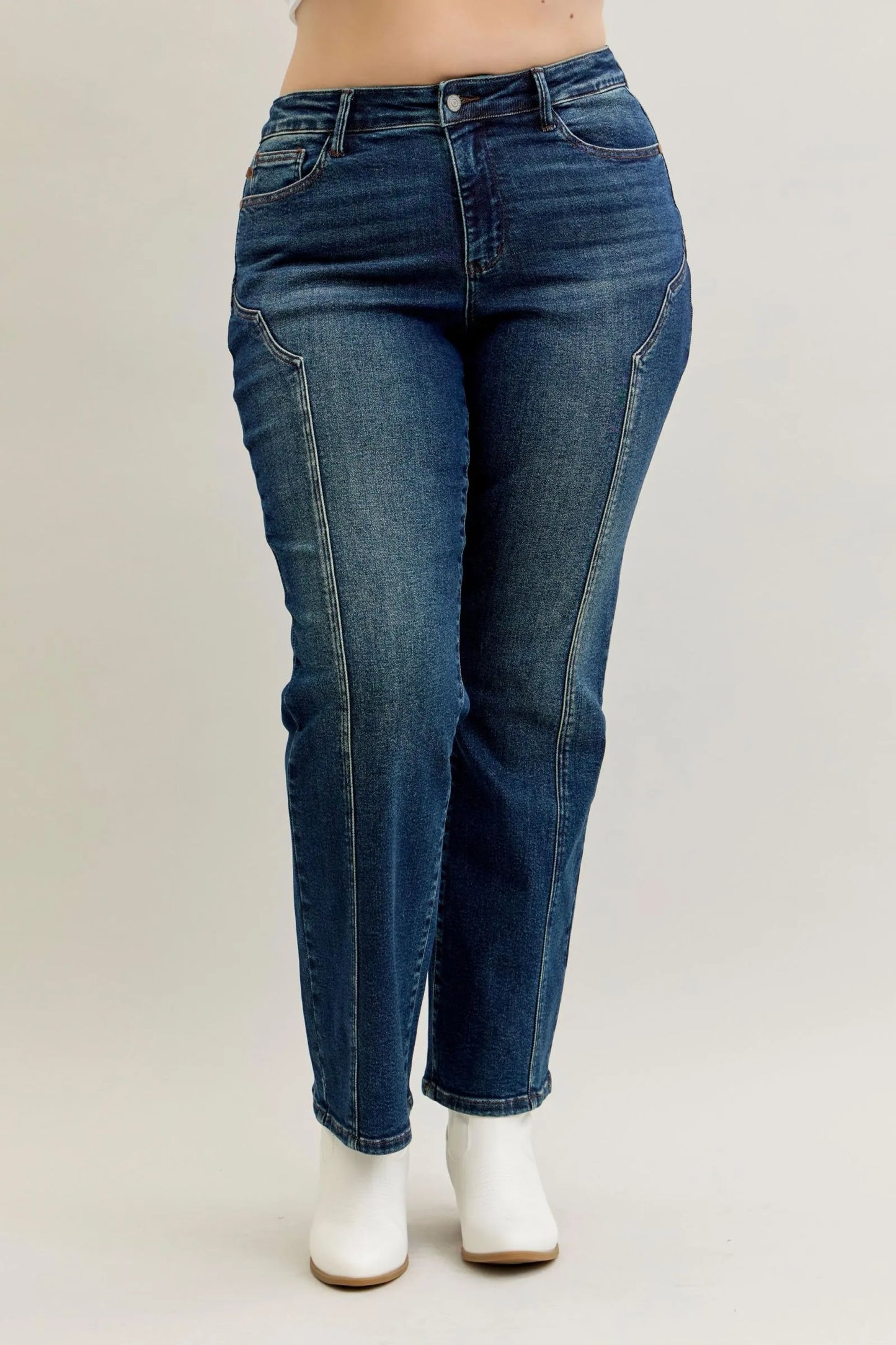Judy Blue Full Size Seam Detail Straight Leg Jeans Plus Size – | Shannon’s Chique Boutique