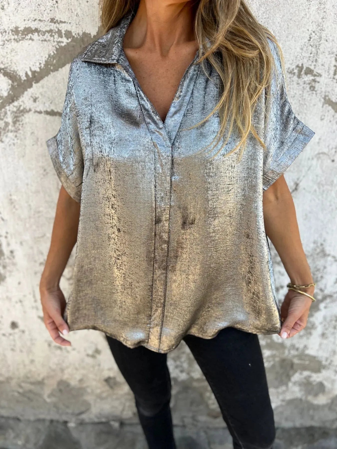 Shannon's Chique Boutique - Plus Size Collared Shirt - -