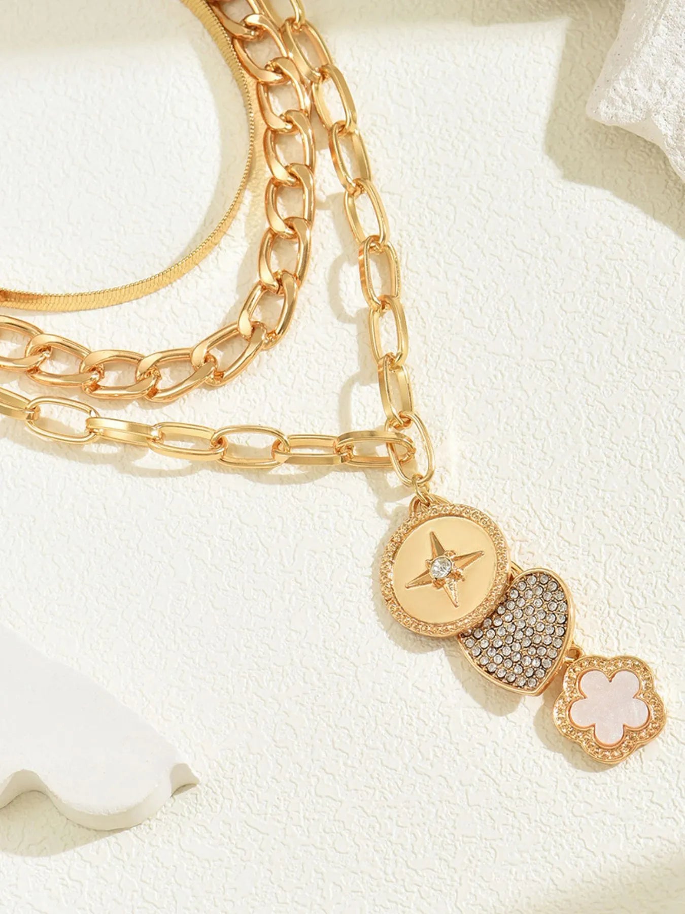 Stainless Steel Layered Necklace - -