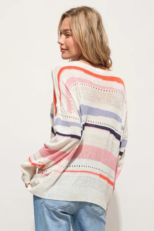 Lightweight Striped Coastal Sweater – Casual Loose Fit | SCB Boutique.