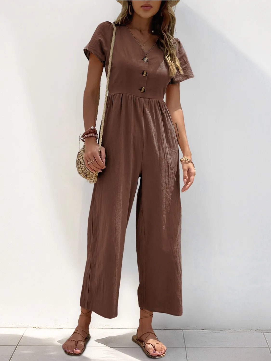 Golden Hour Getaway – Wide Leg Jumpsuit - -