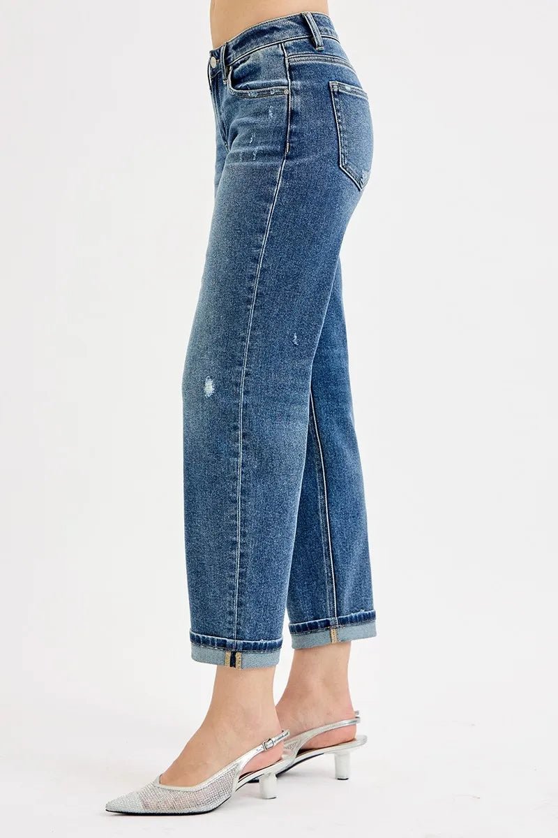 RISEN Full Size Low Rise Crop Boyfriend Jeans Plus Size - -