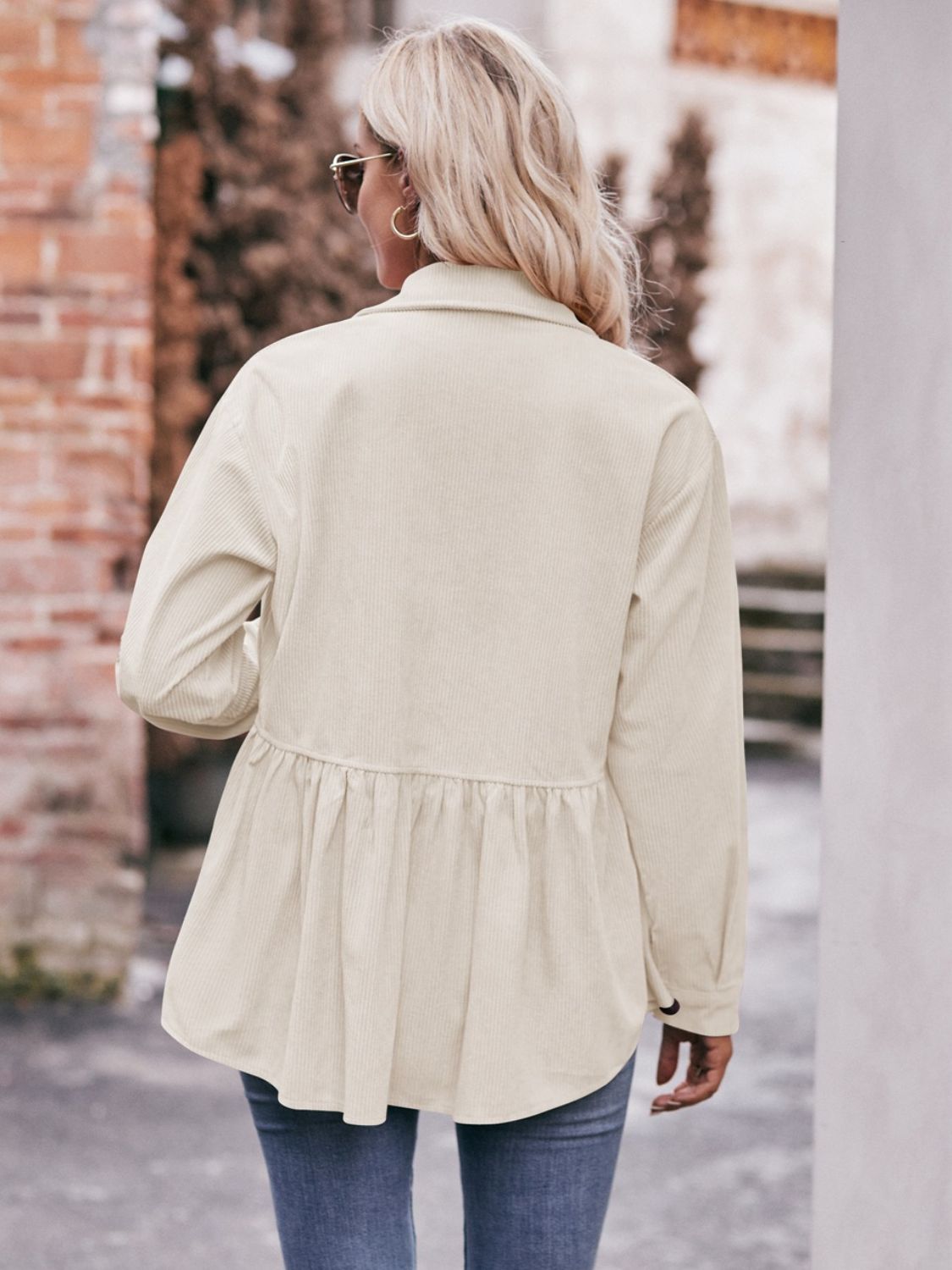 Mandy Collared Neck Long Sleeve Shirt - -