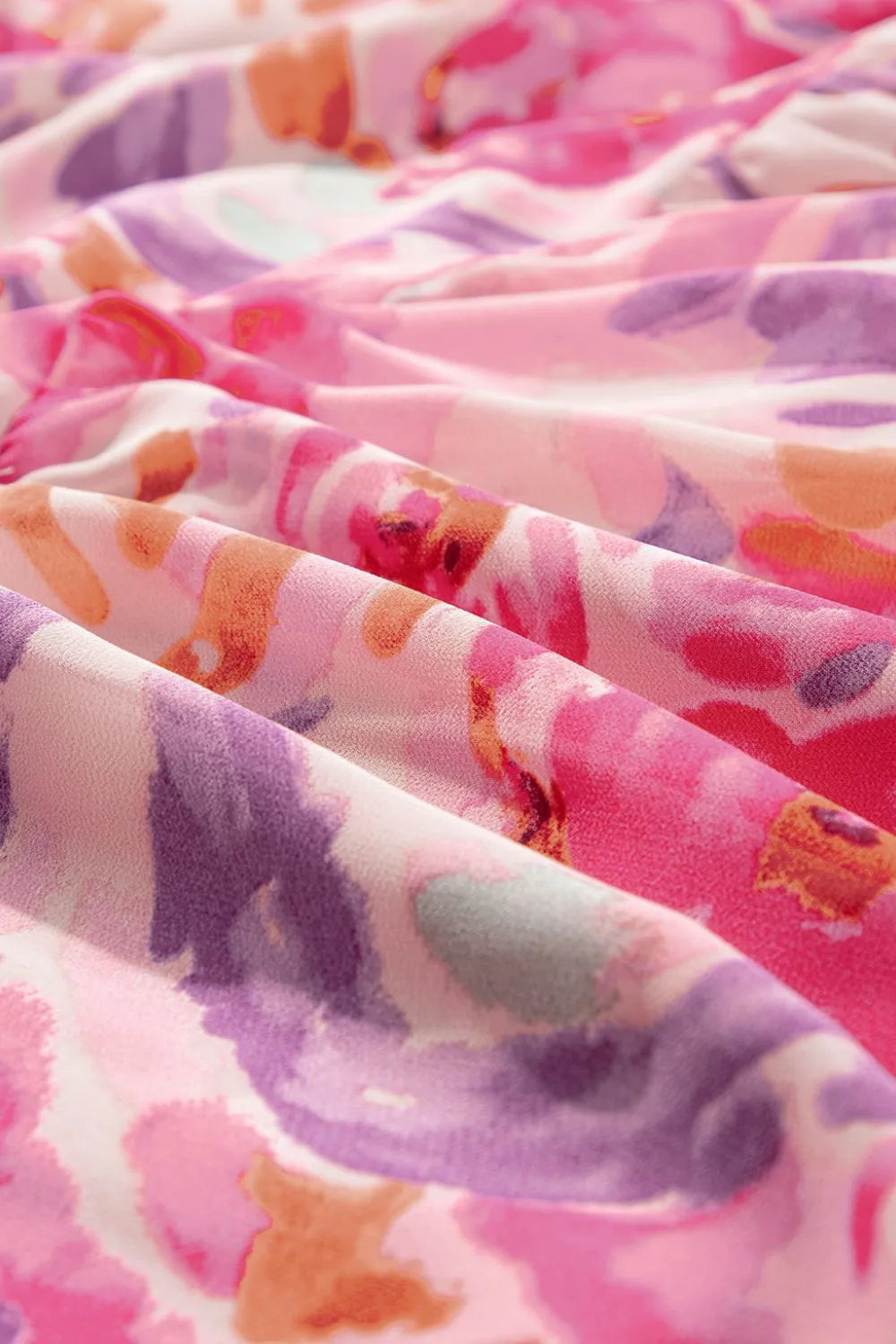 Floral Print Shirred One Shoulder Maxi Dress - -