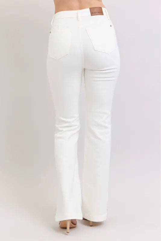 Judy Blue Full Size High Waist Side Slit Slim Bootcut Jeans Plus Size.