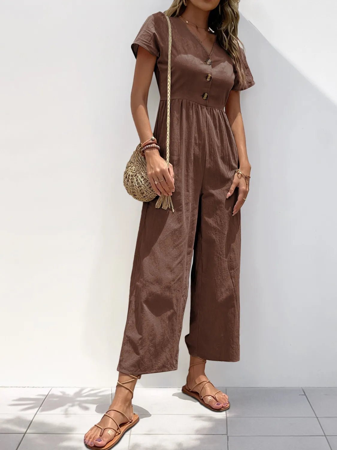 Golden Hour Getaway – Wide Leg Jumpsuit - -