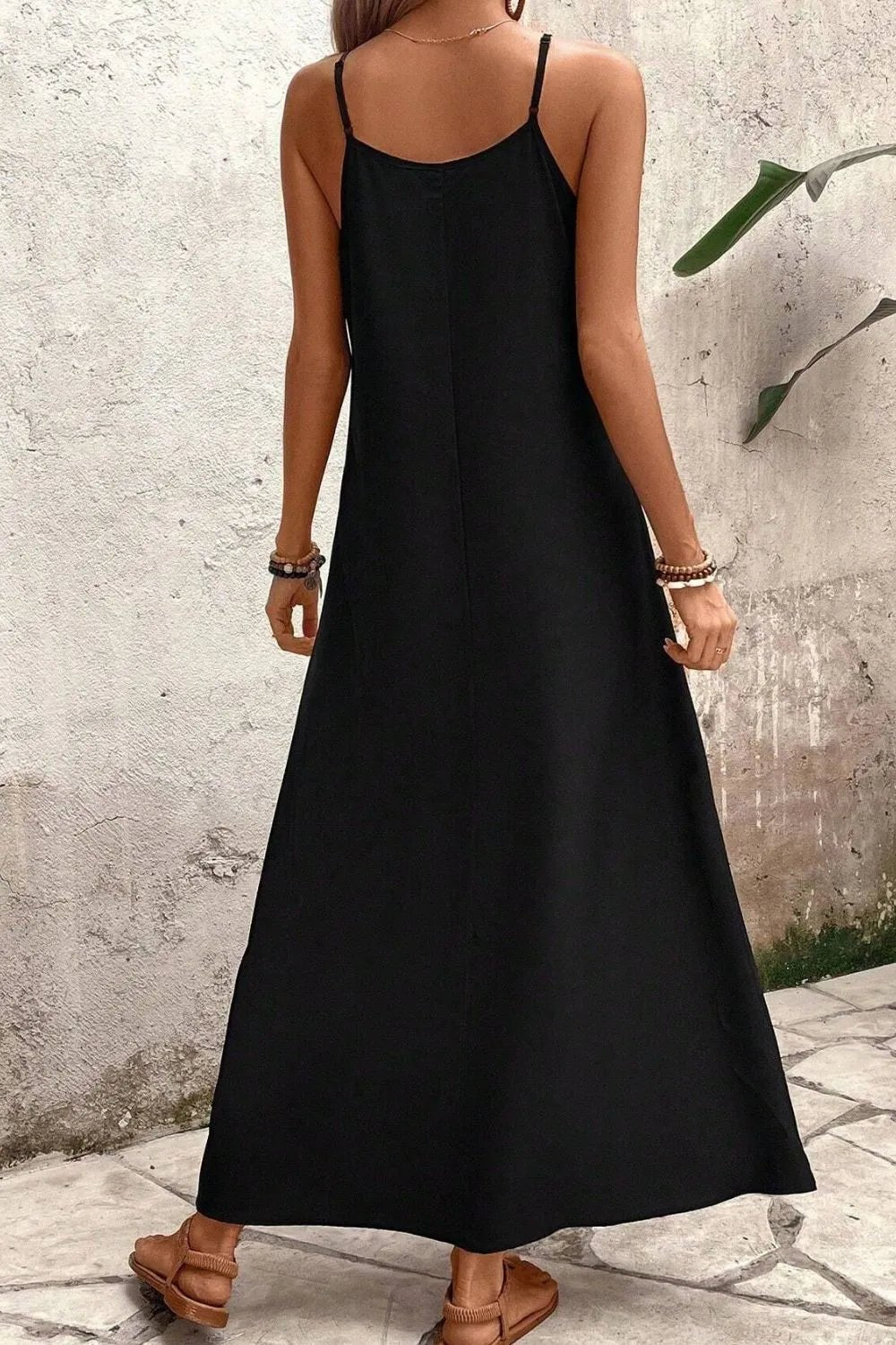 Tropical Leaf Print V-Neck Maxi Cami Dress – | Shannon’s Chique Boutique